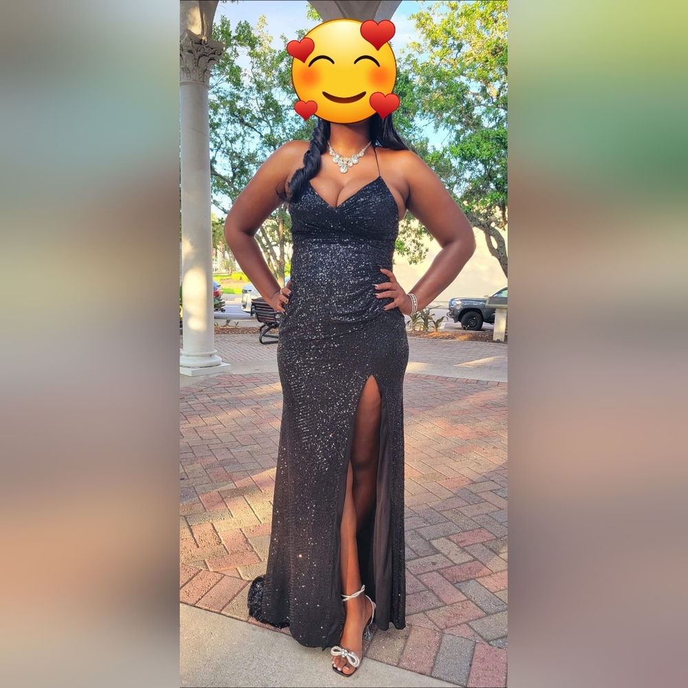 Amelia Couture Black Sequence Gown US 10